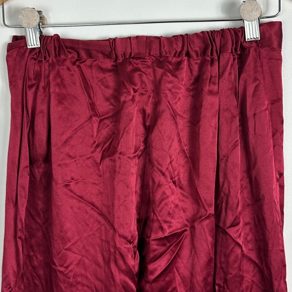 LilySilk 100% Silk Mulberry Pure Womens Wide Leg Pants Burgundy Womens Small S - Picture 6 of 15